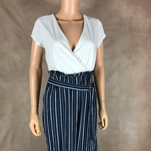 BAILEY BLUE Short Sleeve V-neck Striped Jumpsuit NWT XL - Picture 3 of 9